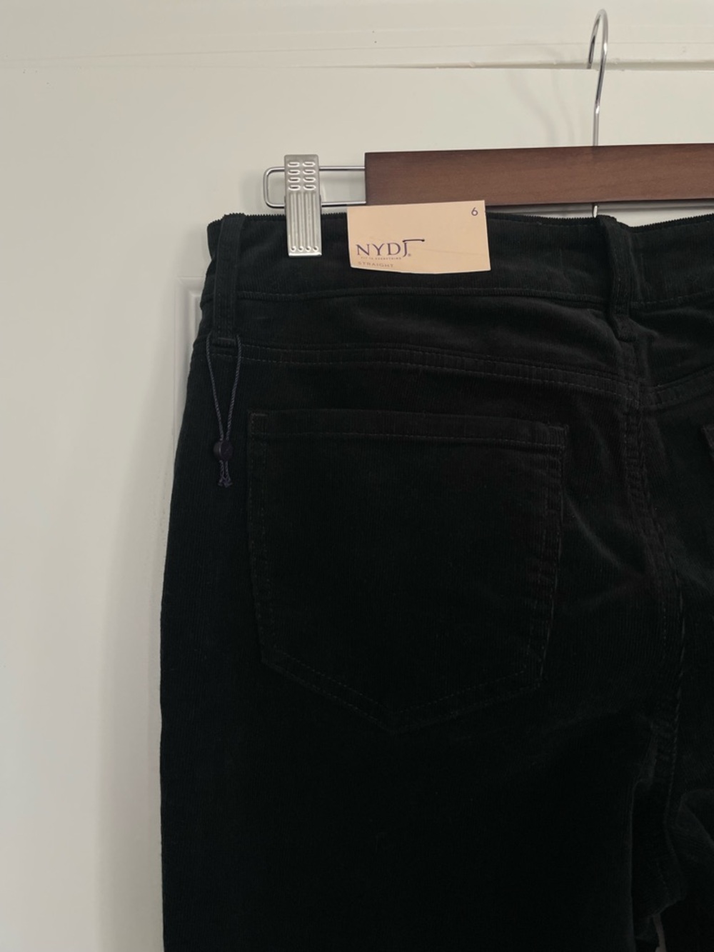 NYDJ Marilyn Straight Curduroy Black Pants Size 6 - Picture 4 of 6